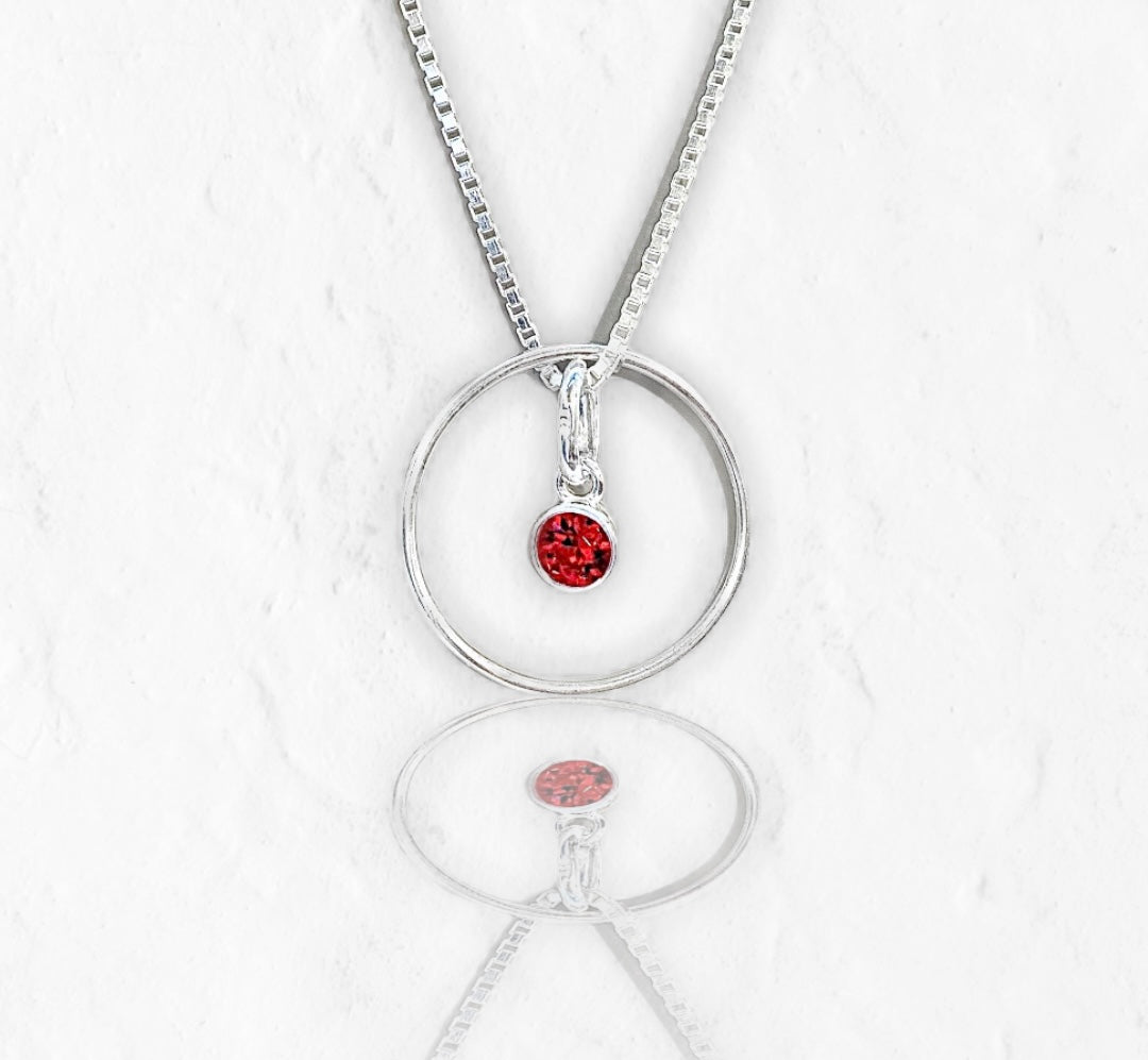 July Ruby Birthstone Necklace