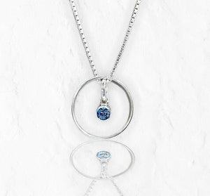 December Blue Zircon Birthstone Necklace