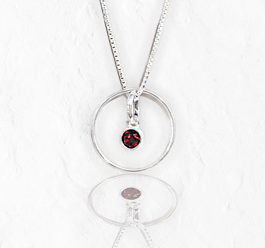 January Garnet Birthstone Necklace