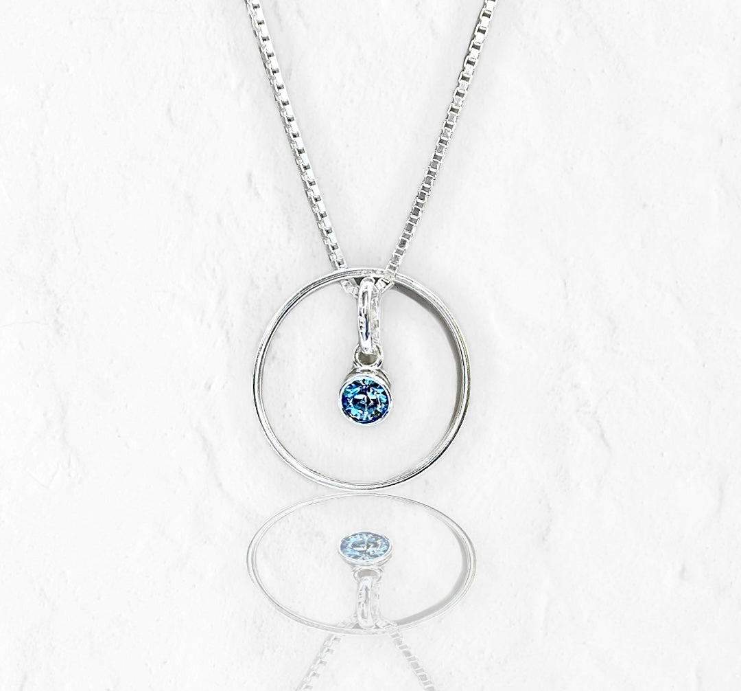 March Aquamarine Birthstone Necklace