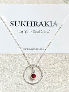 January Garnet Birthstone Necklace